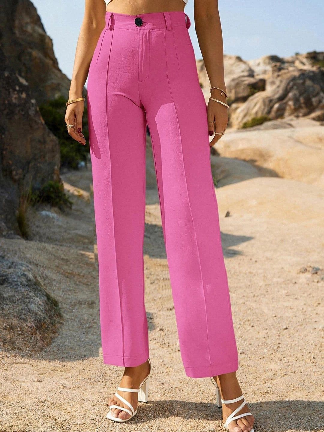 Stylecast X Kotty Women Relaxed Straight Leg Straight Fit High-Rise Trousers - view 1