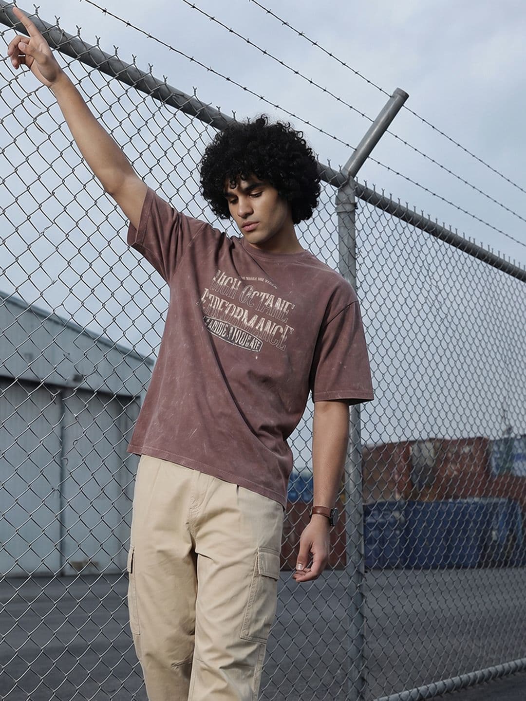The Roadster Life Co. Typography Printed Relaxed Fit Pure Cotton T-shirt - view 1