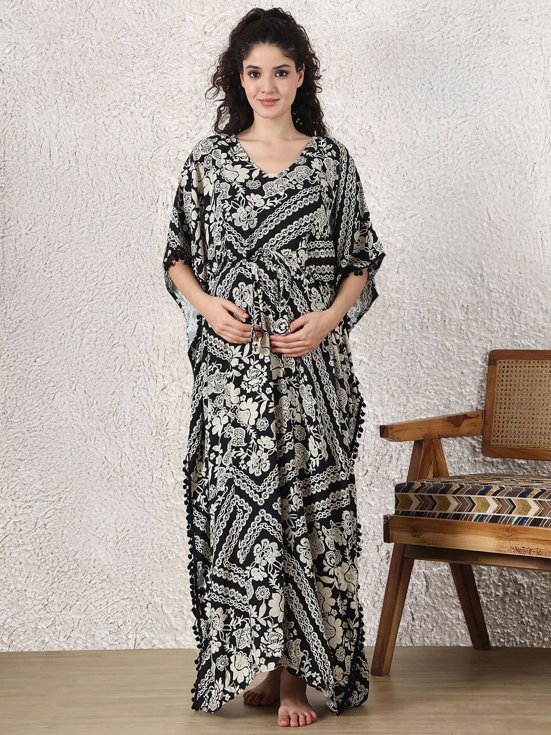 Secret Wish Floral Rayon Maternity Kaftan - view 1