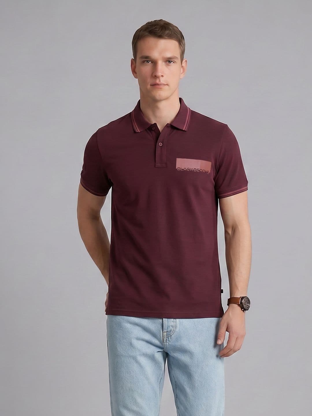 Blackberrys Brand Logo Polo Collar T-Shirt - view 1