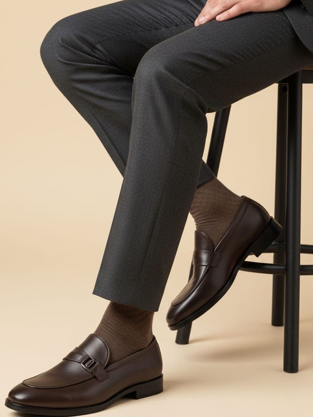 House of Pataudi Men Round Toe Slip-On Loafers Formal Shoes - view 1