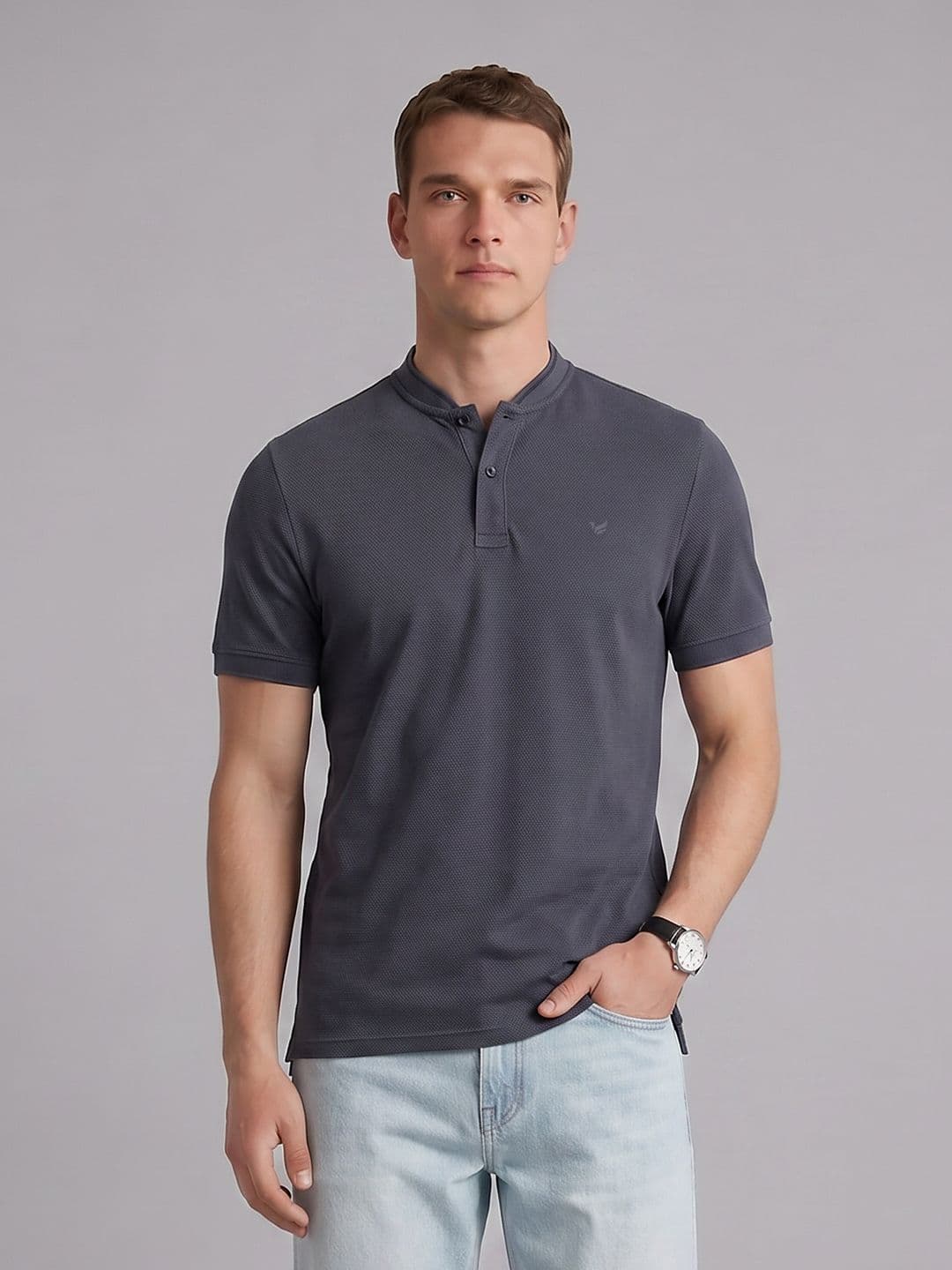 Blackberrys Henley Neck Textured T-Shirt - view 1