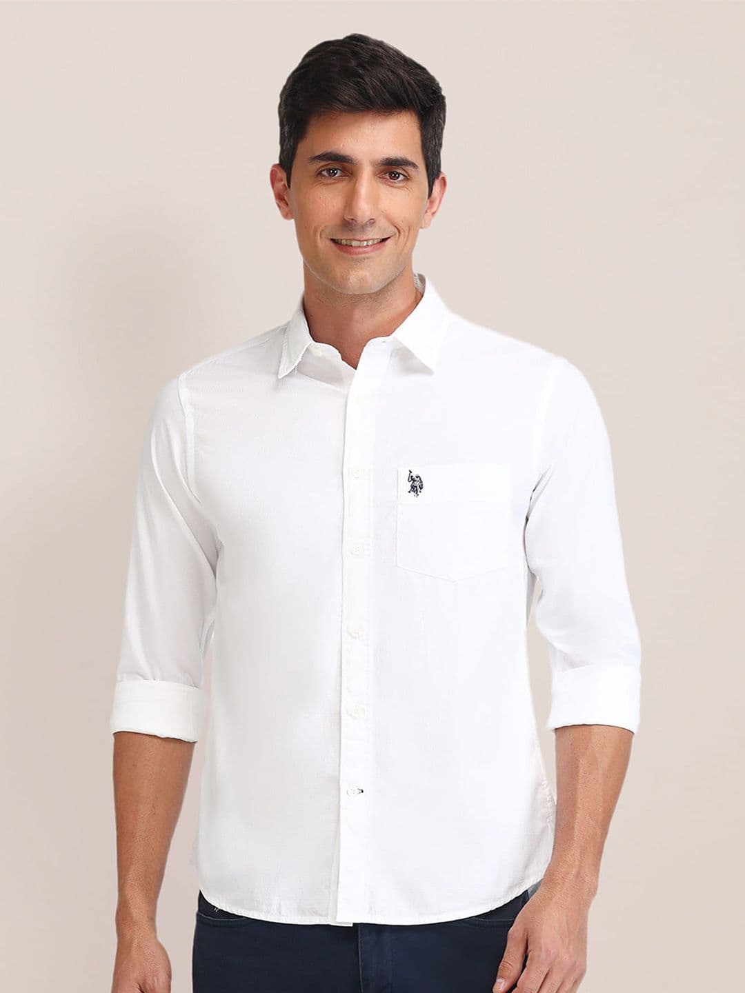 U.S. Polo Assn. Tailored Fit Textured Pure Cotton Casual Shirt - view 1