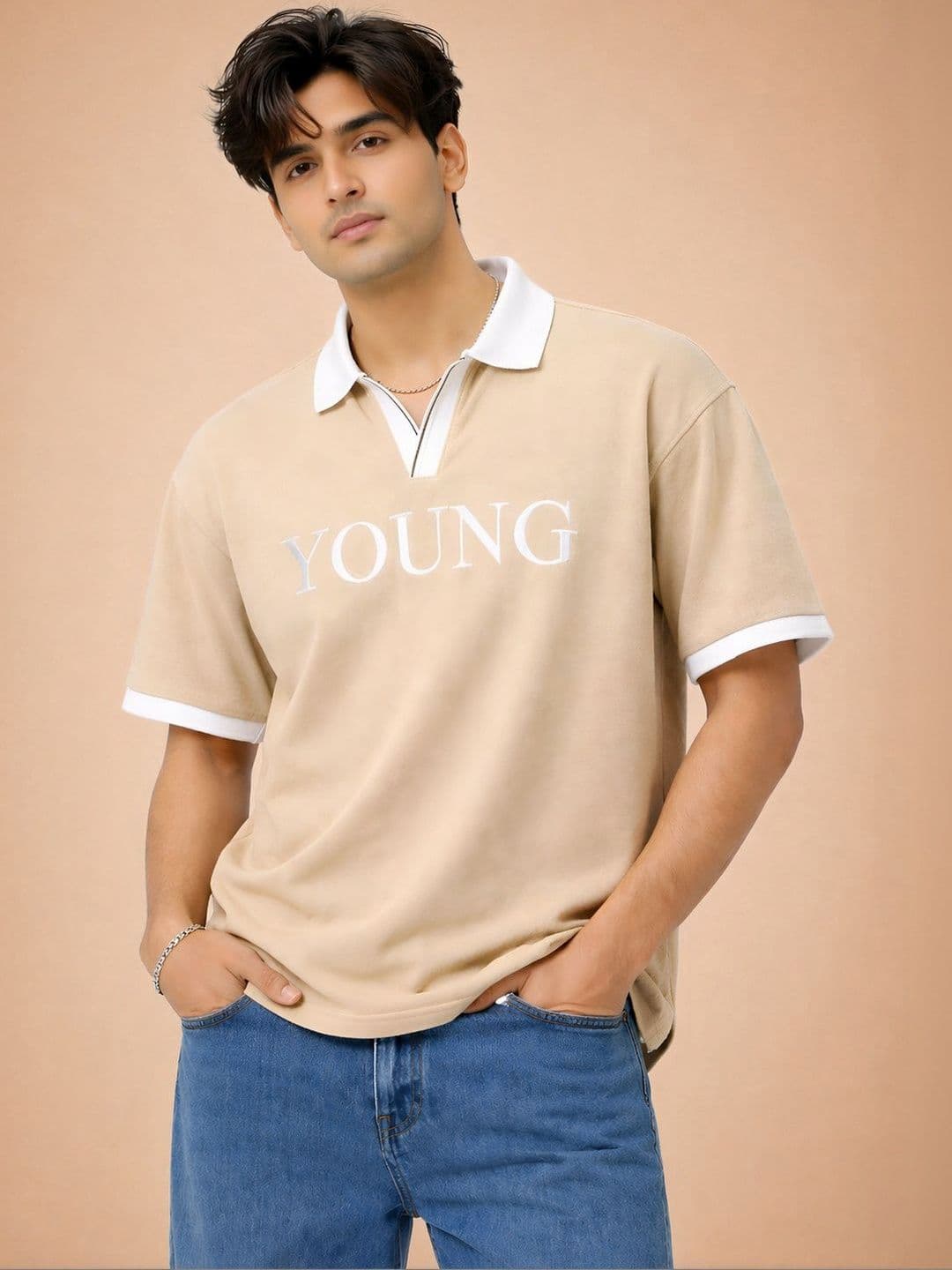 HERE&NOW Men Typography Printed Polo Collar T-shirt - view 1