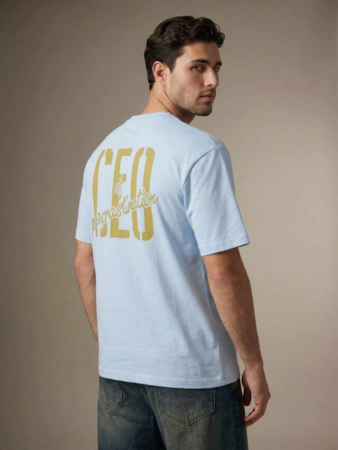 glitchez Men Typography Printed Drop-Shoulder Sleeves Pure Cotton Relaxed T-shirt - view 1