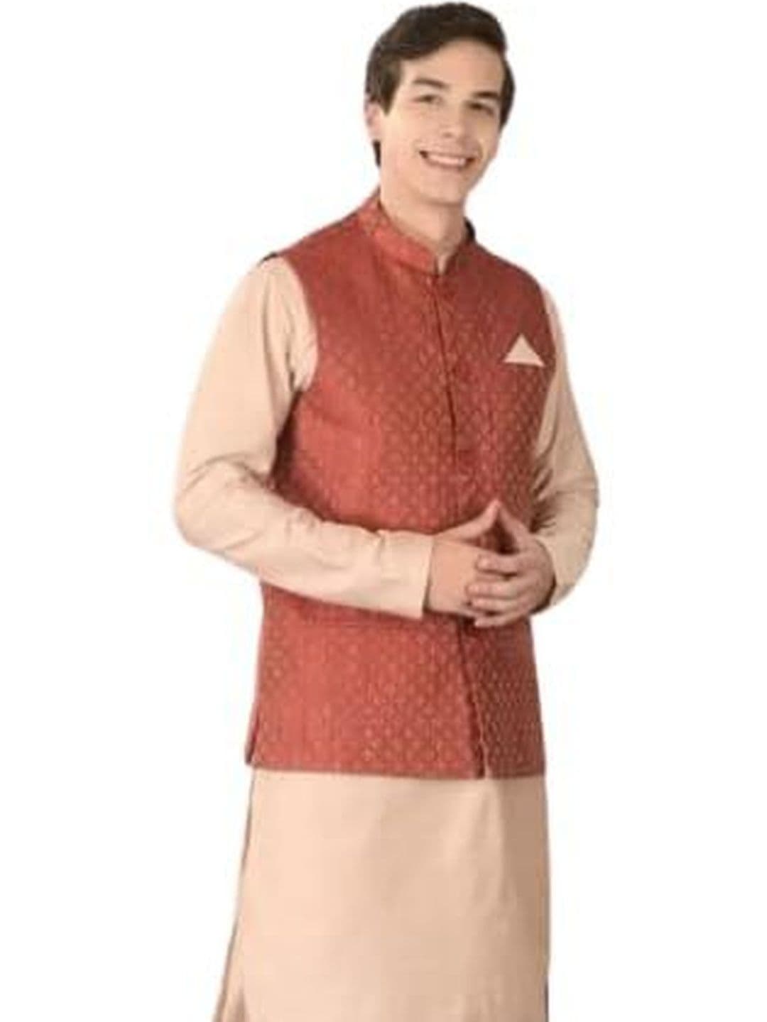 KUTUB FASHION Men Printed Mandarin Collar Woven Nehru Jackets - view 1