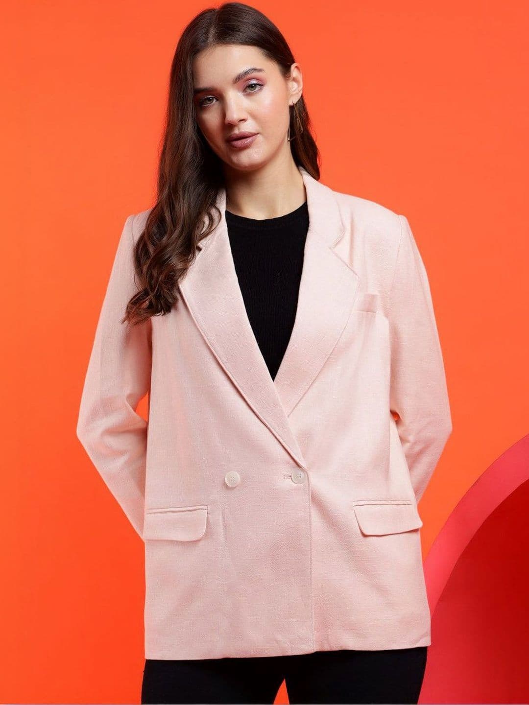 Stylecast X Kotty Notched Lapel Double-Breasted Blazers - view 1