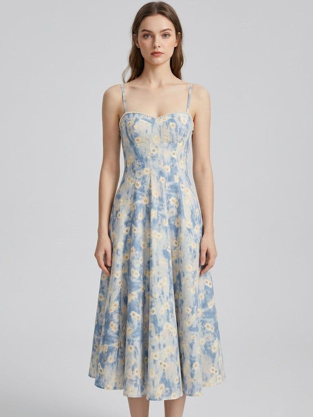 Suo Floral Print Fit & Flare Midi Dress - view 1