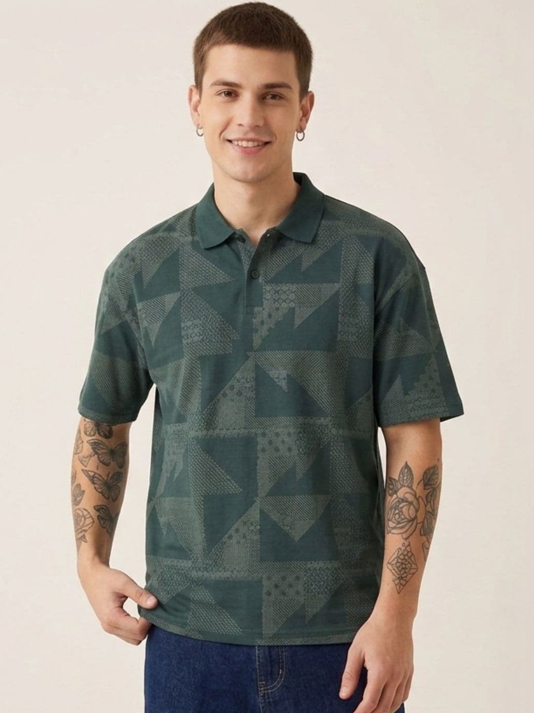 HERE&NOW Men Printed Polo Collar T-shirt - view 1