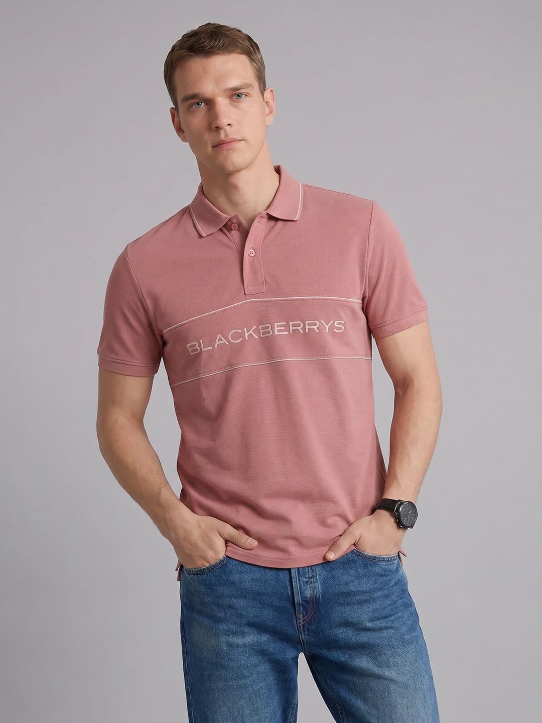 Blackberrys Brand Logo Printed Polo Collar Casual T-shirt - view 1