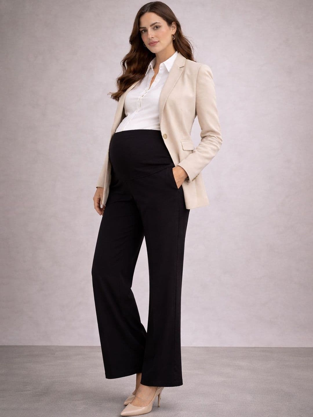 MomToBe Women Relaxed Straight Leg High-Rise Maternity Zip Trousers - view 1