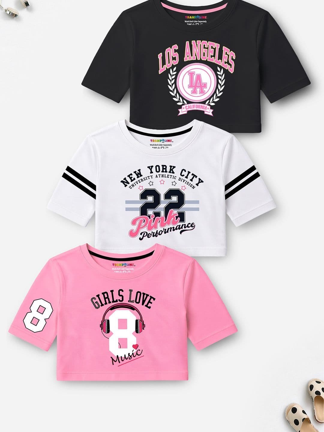 YK X Trampoline Girls Pack of 3 Graphic Printed Crop Top - view 1