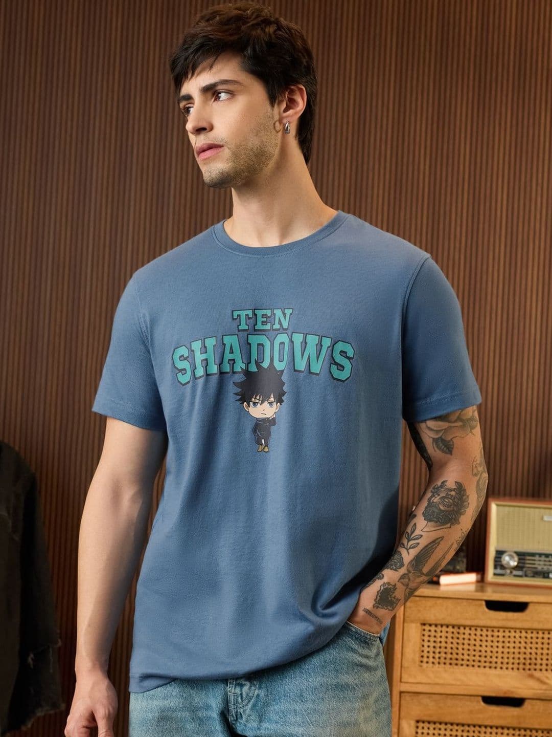 The Souled Store Men Relaxed Fit Jujutsu Kaisen Printed Blue T-Shirts - view 1
