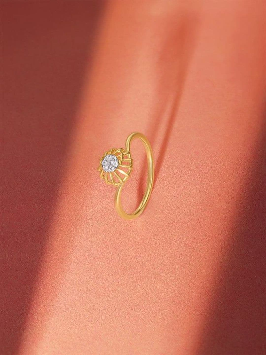 Mia by Tanishq 14 KT Gold 0.0126 CT Diamond Studded Ring-1.343 g - view 1