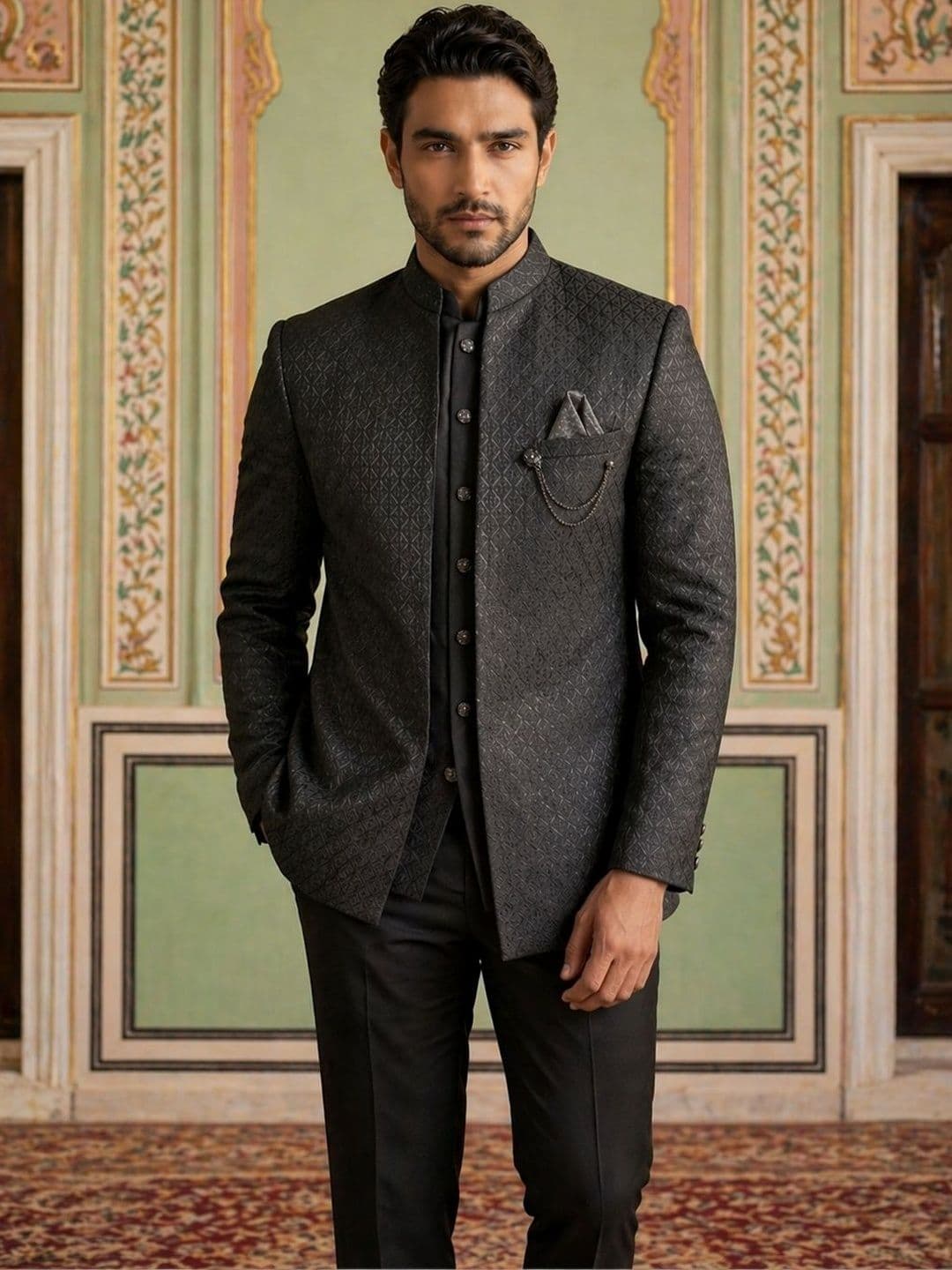 Jompers Men Mandarin Collar Sherwani - view 1
