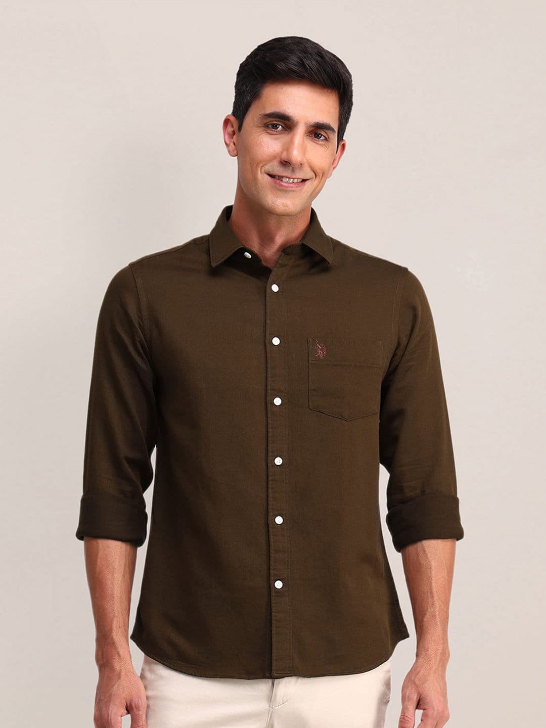 U.S. Polo Assn. Tailored Fit Cotton Linen Casual Shirt - view 1