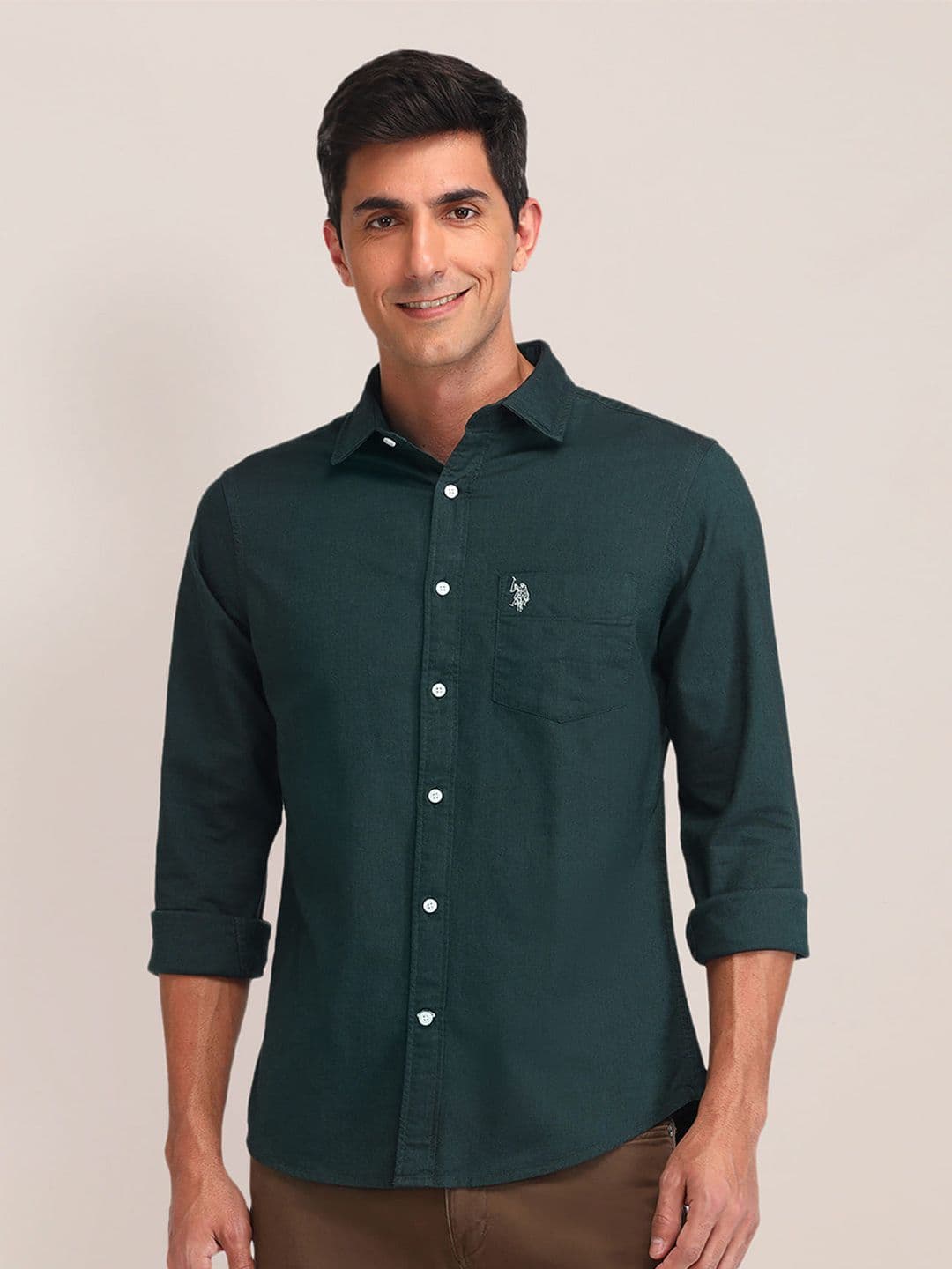 U.S. Polo Assn. Tailored Fit Opaque Pure Cotton Casual Shirt - view 1