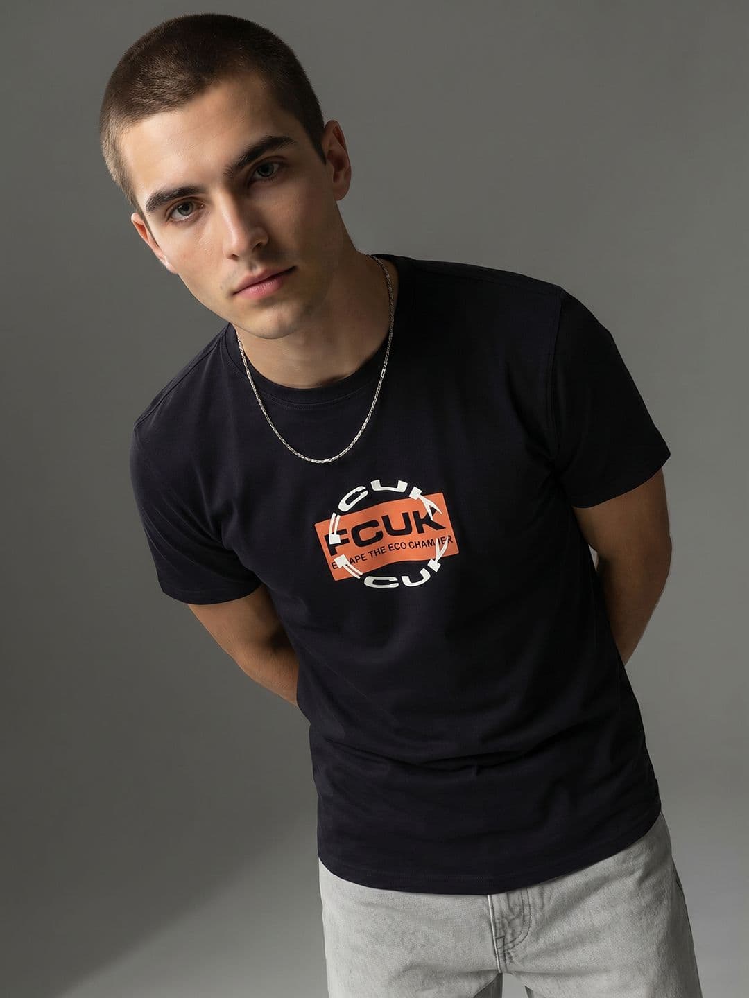 FCUK Typography Printed Pure Cotton T-shirt - view 1