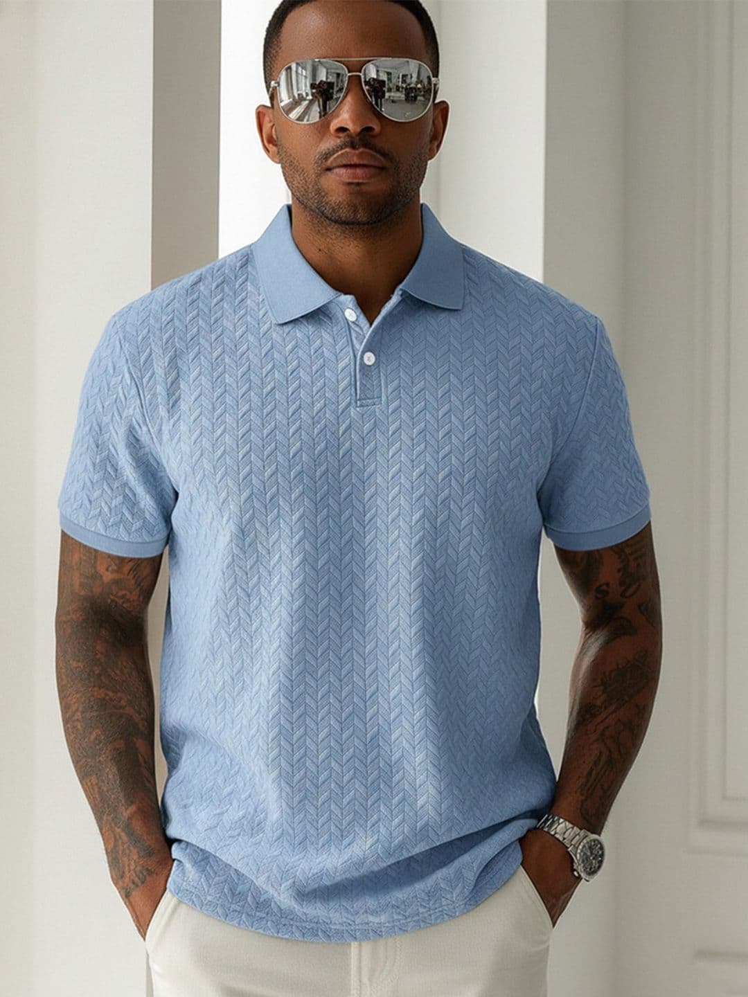 R.Code by The Roadster Life Co. Men Polo Collar T-shirt - view 1