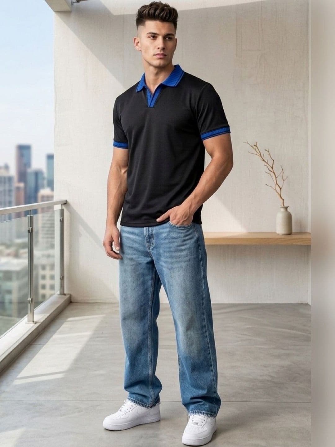 STEVE STATUS Men Polo Collar T-shirt - view 1