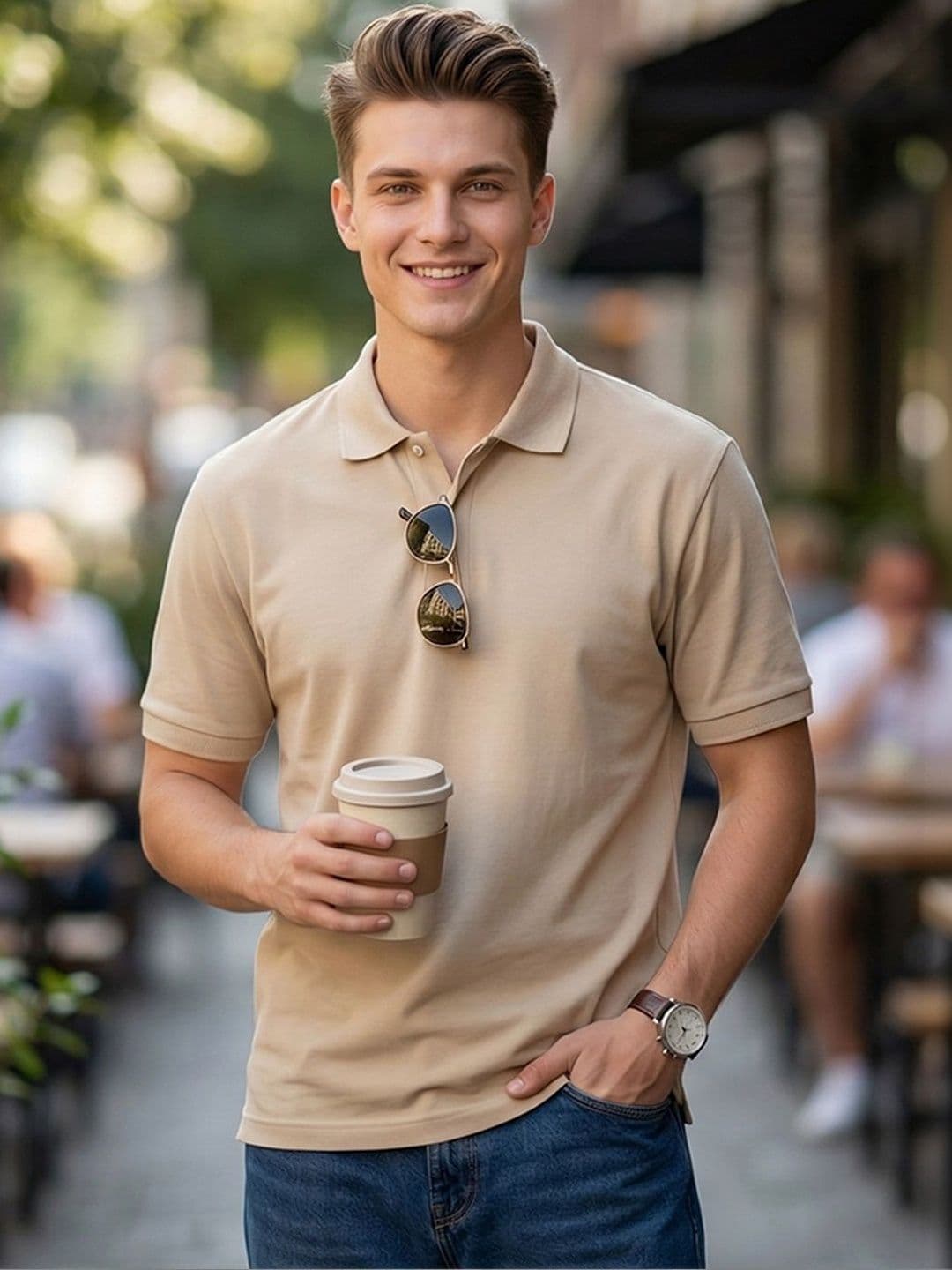 ALWAYS SHINE Men Polo Collar T-shirt - view 1