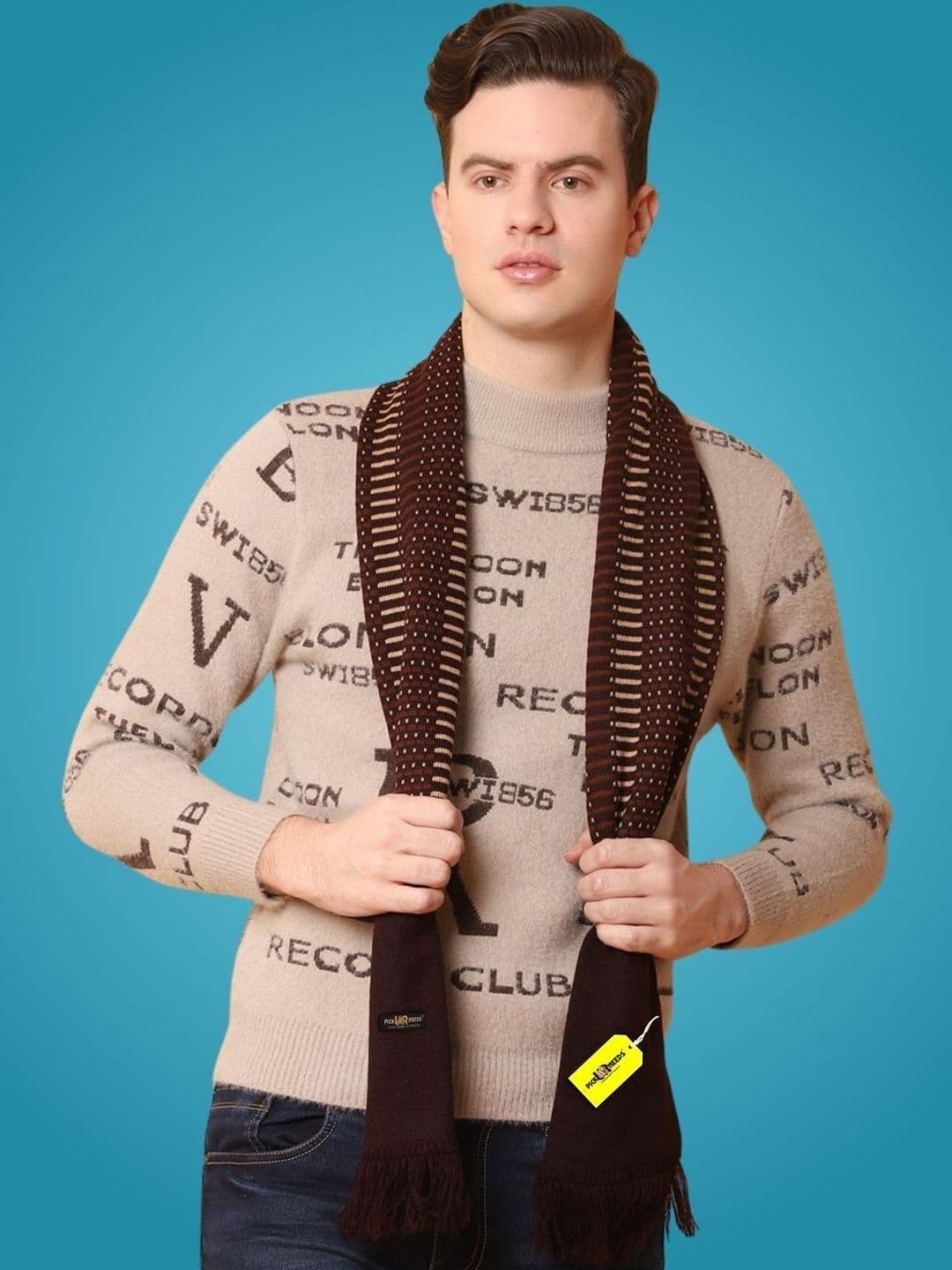 Pick Ur Needs Men Patterned Merino Wool Mufflers - view 1