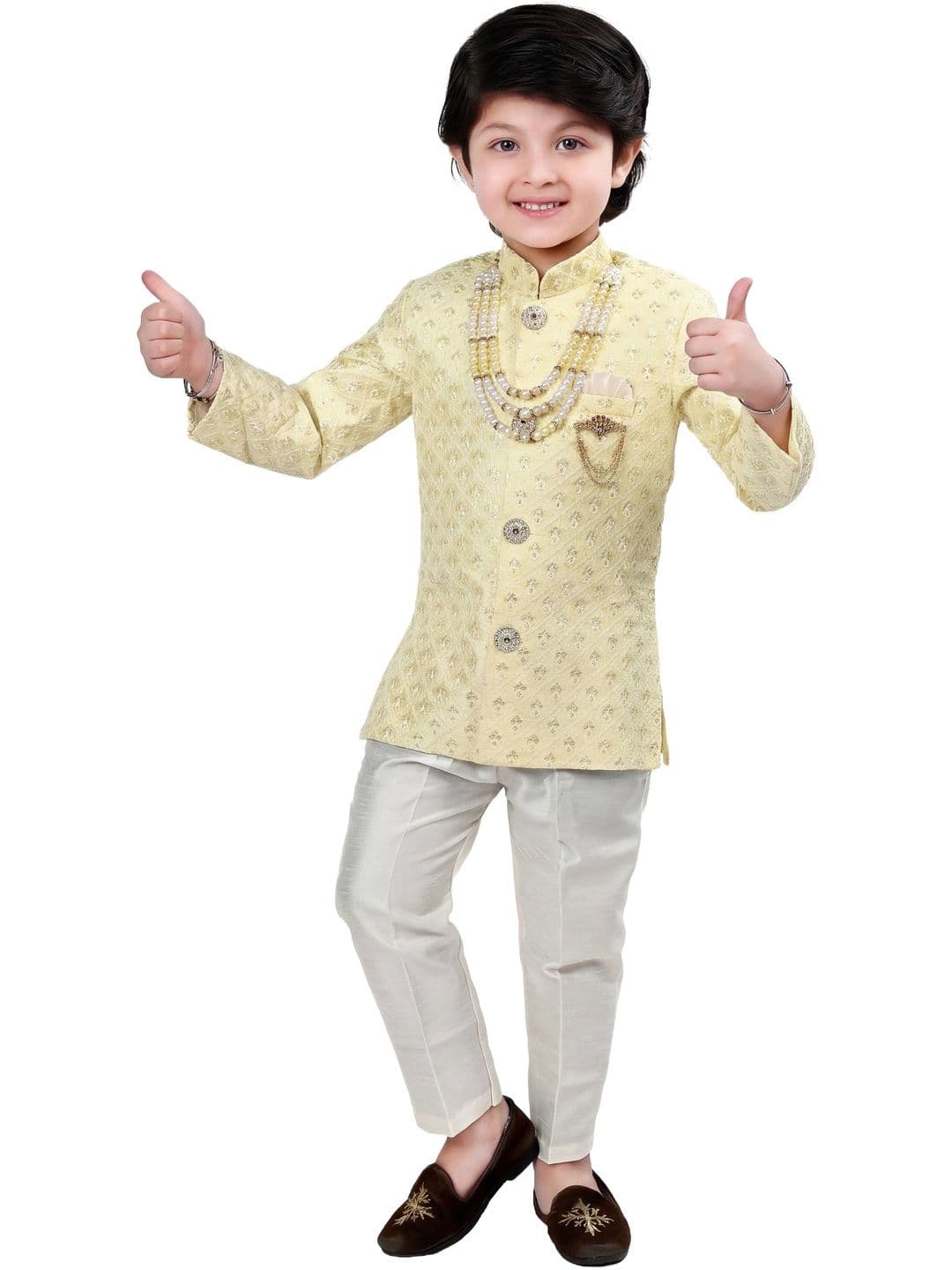Arshia Fashions Self Design Sherwani Set - view 1