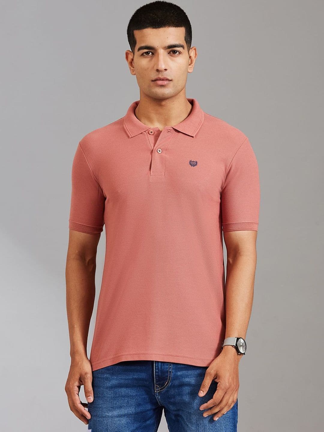Duke Men Brand Logo Polo Collar Slim Fit T-shirt - view 1
