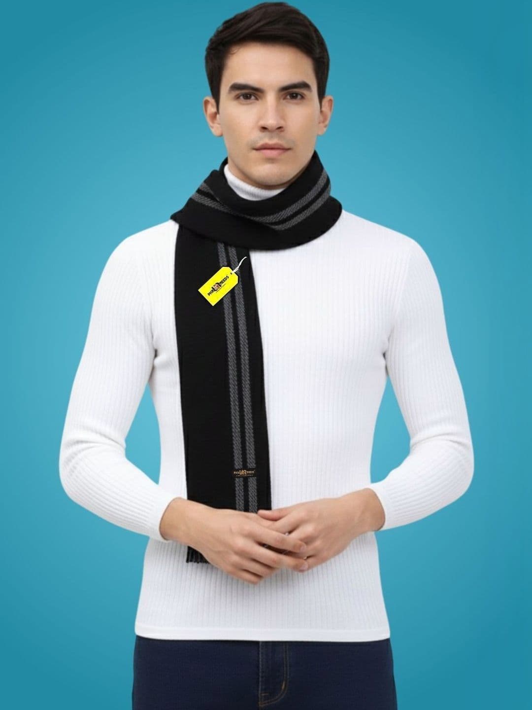 Pick Ur Needs Men Striped Merino Wool Mufflers - view 1