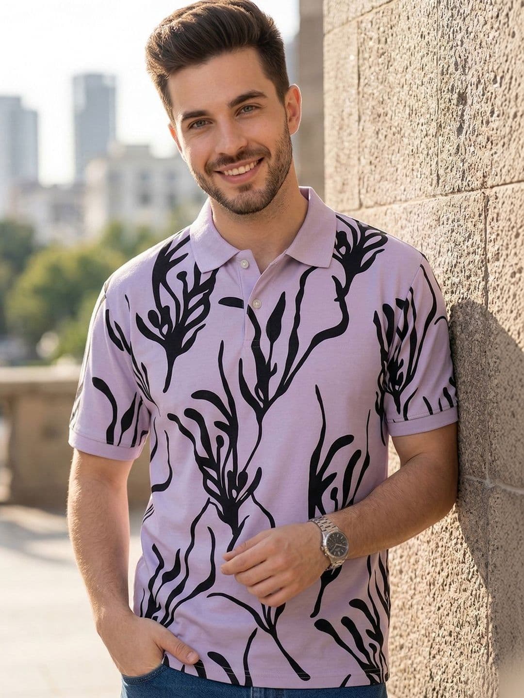 ALWAYS SHINE Men Printed Polo Collar T-shirt - view 1