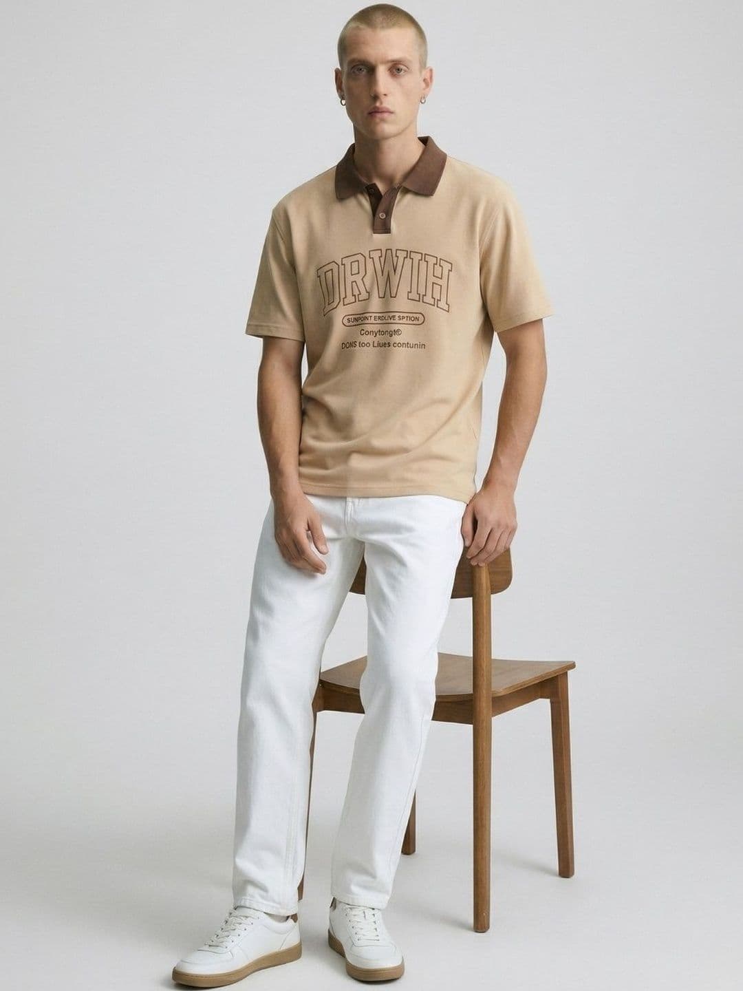 YONGE Men Typography Printed Polo Collar T-shirt - view 1
