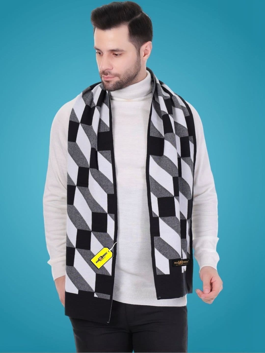 Pick Ur Needs Men Patterned Merino Wool Mufflers - view 1