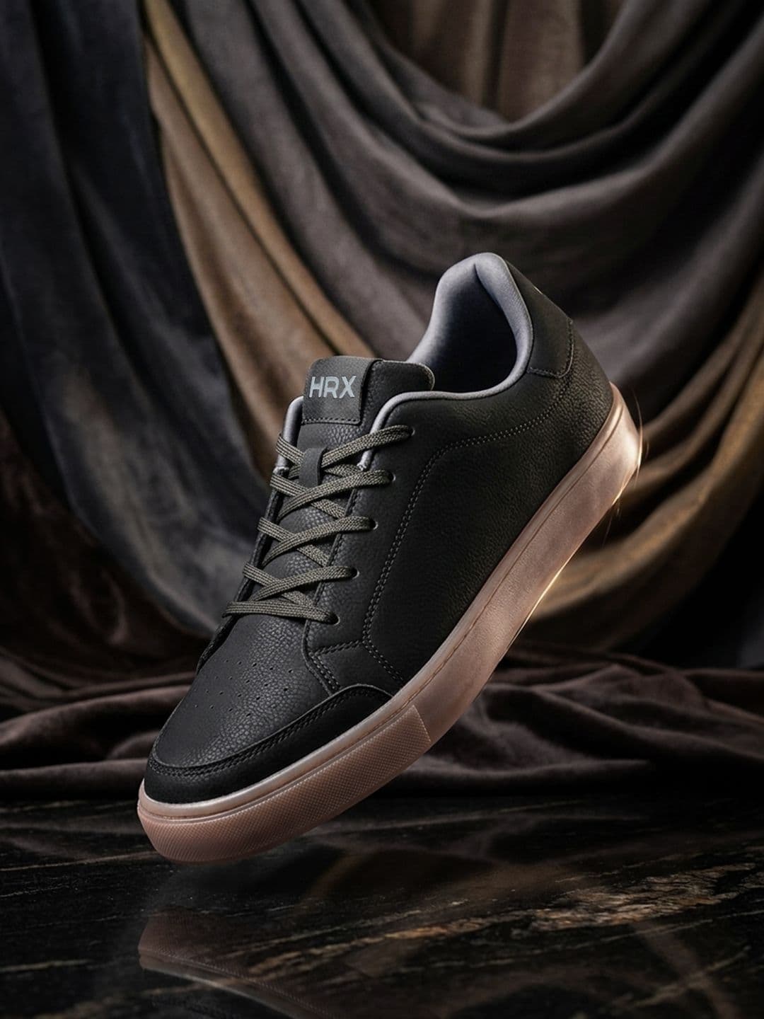 HRX by Hrithik Roshan Men Black Textured Chunky Sole Regular Sneakers - view 1
