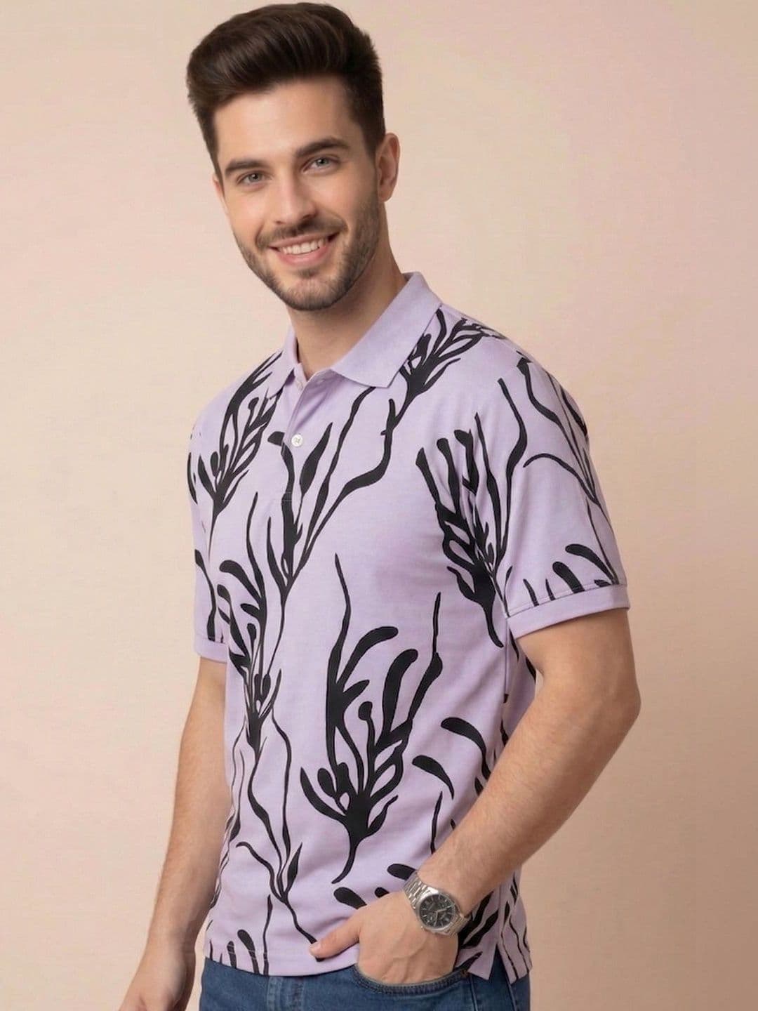 ALWAYS SHINE Men Printed Polo Collar T-shirt - view 1