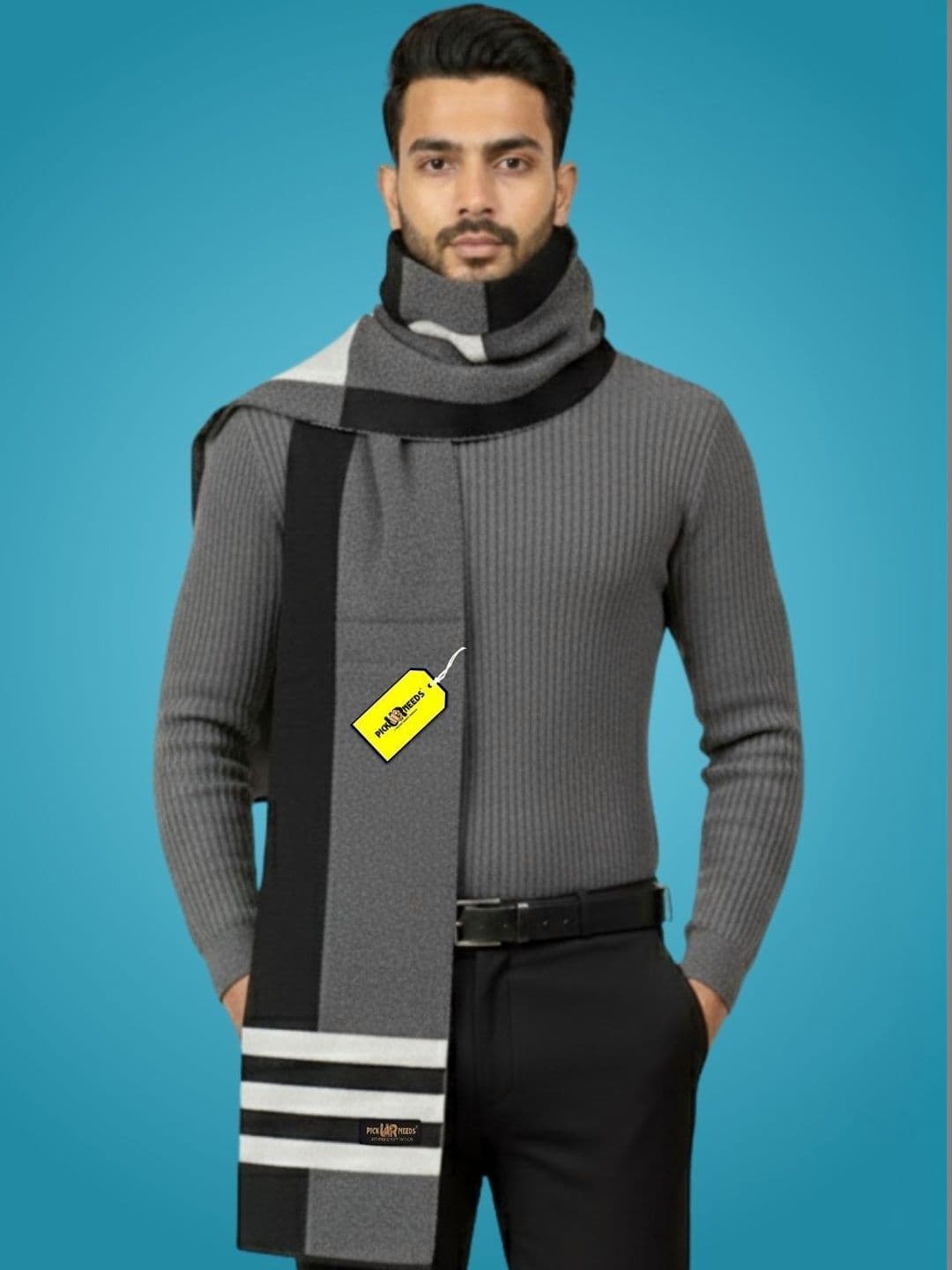 Pick Ur Needs Men Striped Merino Wool Mufflers - view 1