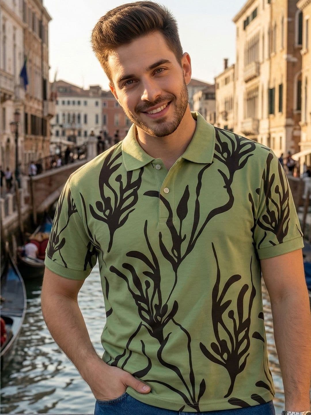ALWAYS SHINE Men Printed Polo Collar T-shirt - view 1