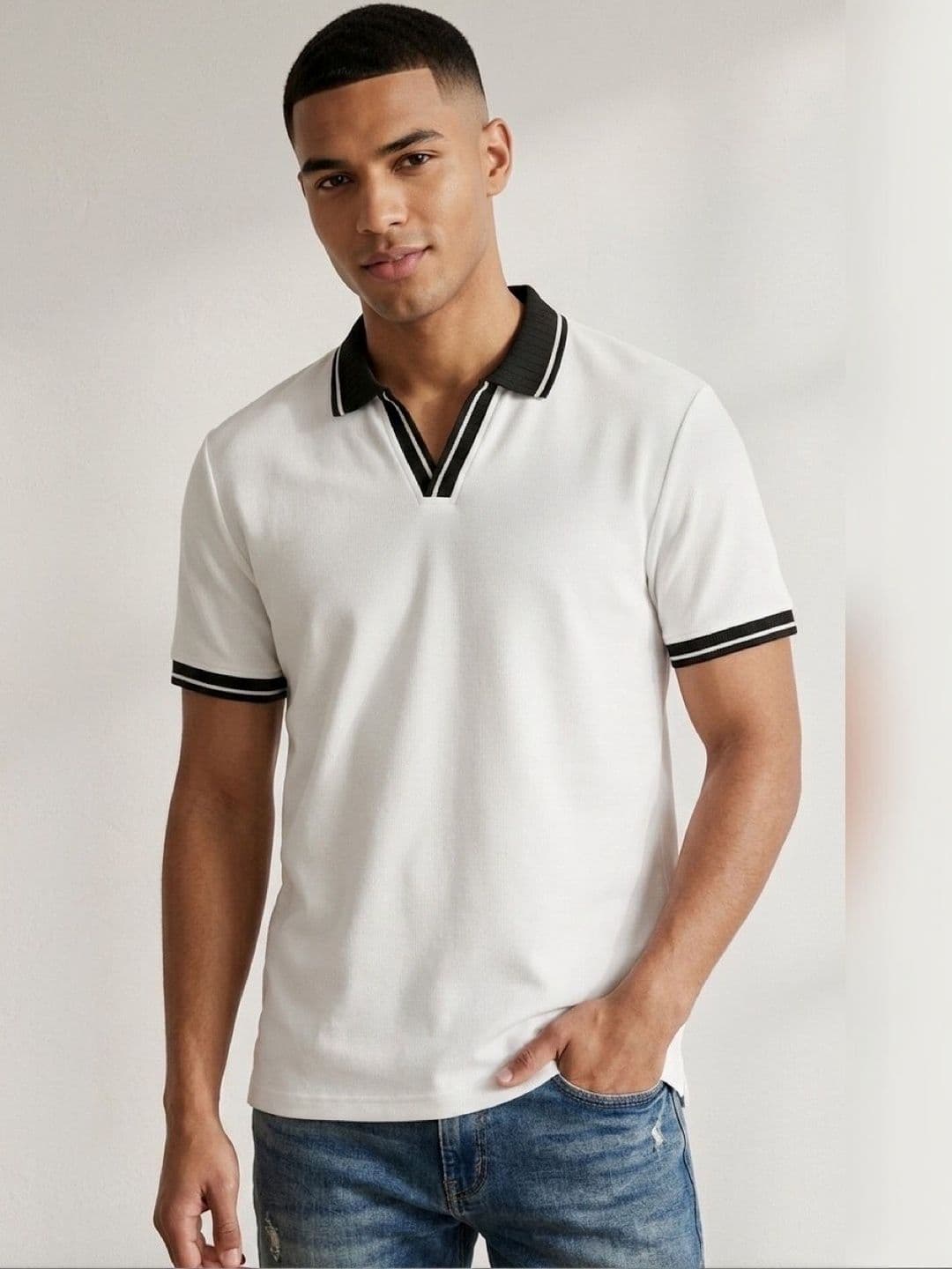 STEVE STATUS Men Polo Collar T-shirt - view 1