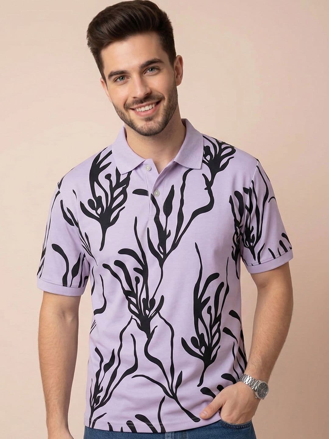 ALWAYS SHINE Men Printed Polo Collar T-shirt - view 1