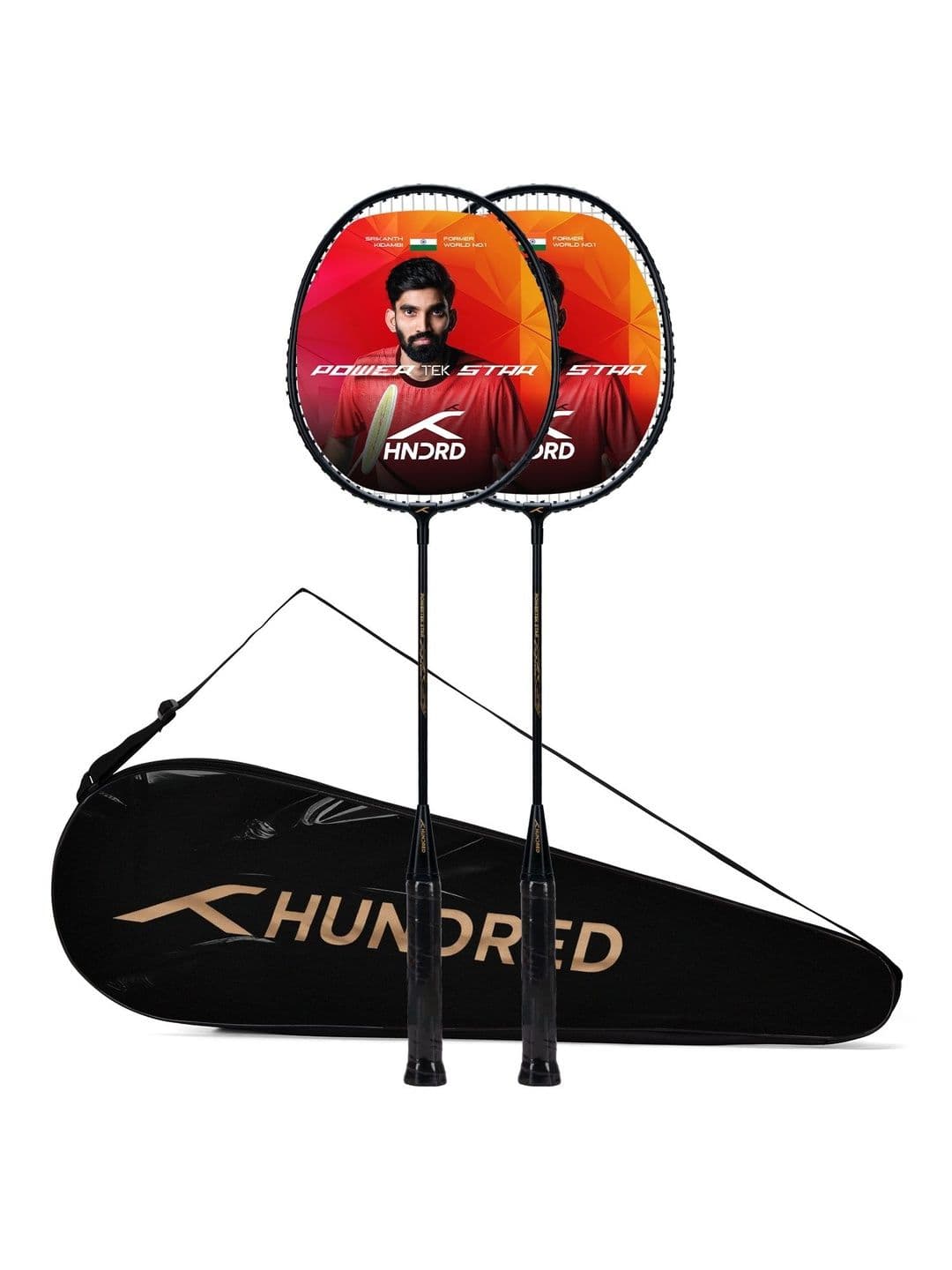 Hundred Set Of 2 Powertek Star Badminton Racket With Full Cover - view 1