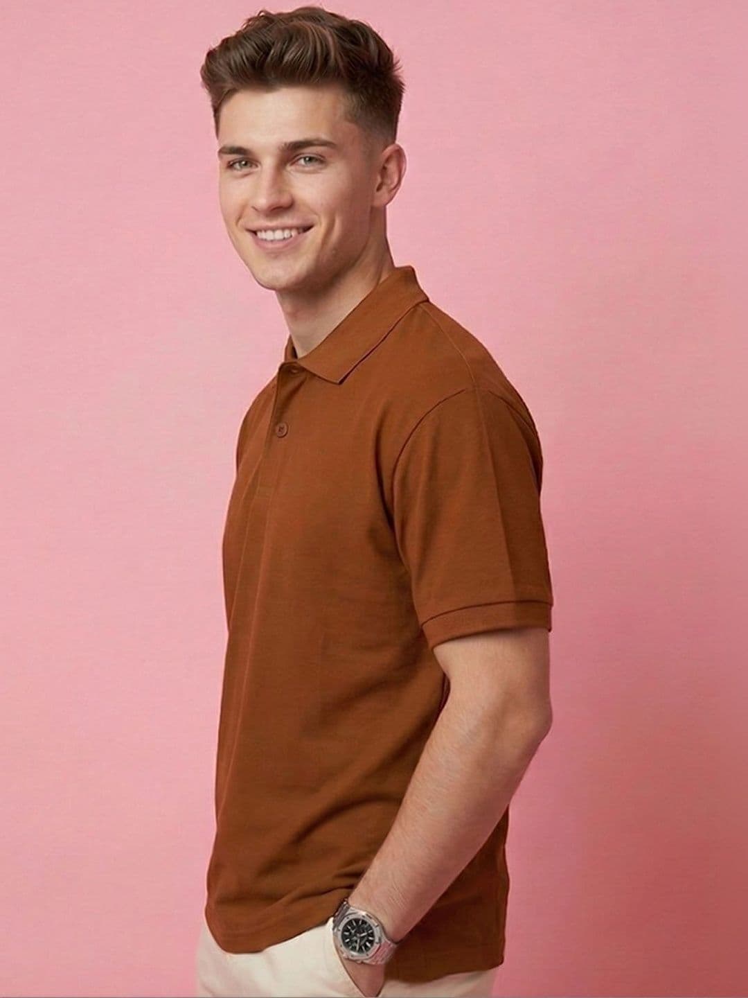 ALWAYS SHINE Men Polo Collar Pockets T-shirt - view 1