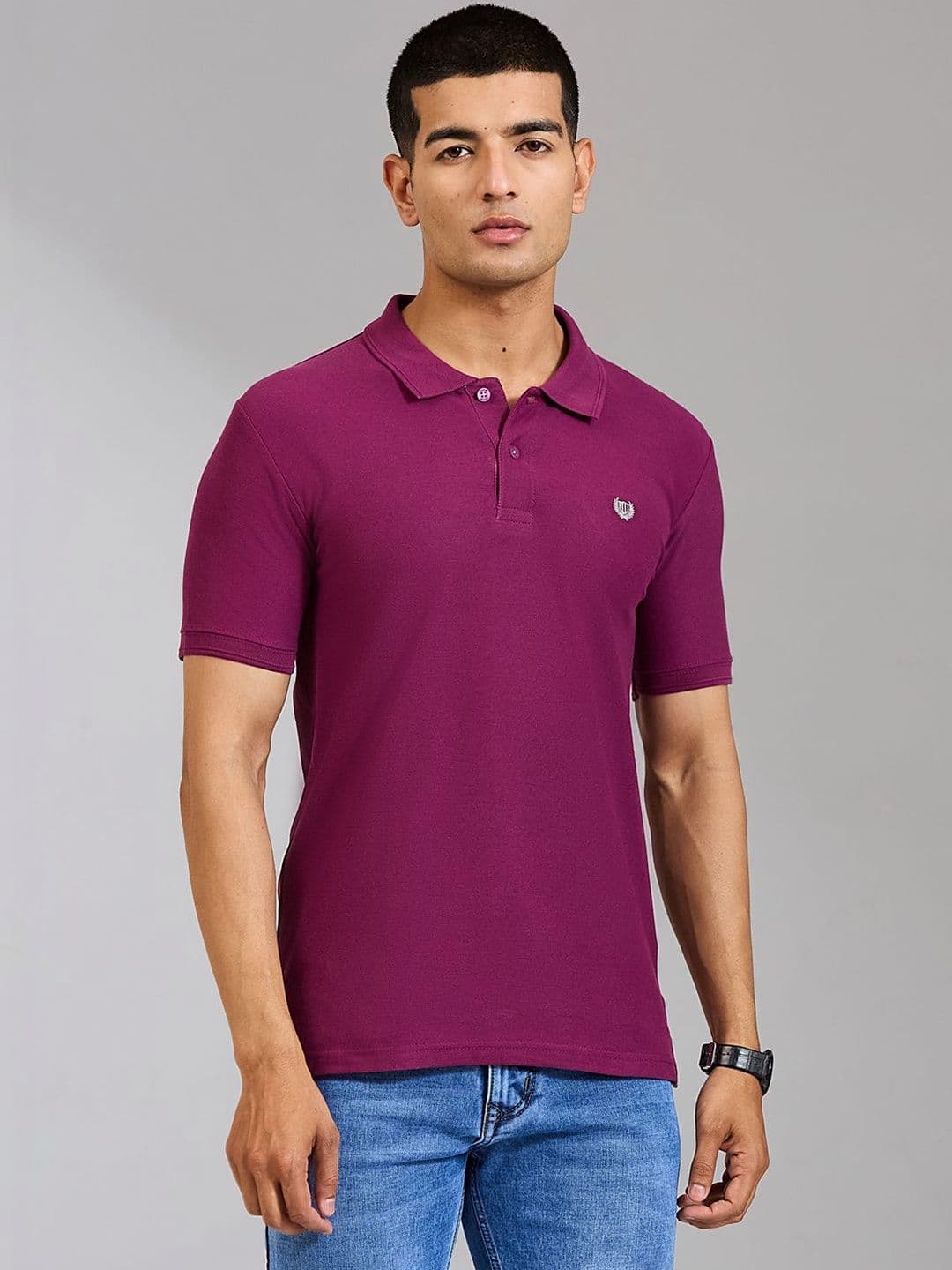 Duke Men Brand Logo Polo Collar Slim Fit T-shirt - view 1