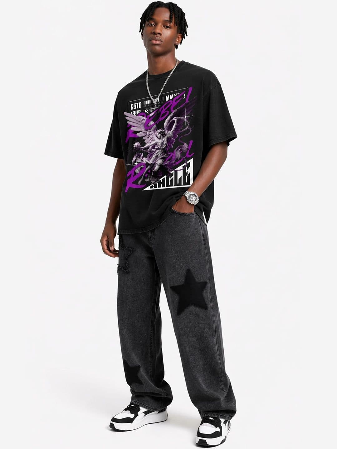 SELEKT Men Graphic Printed Round Neck Cotton Oversized T-shirt - view 1
