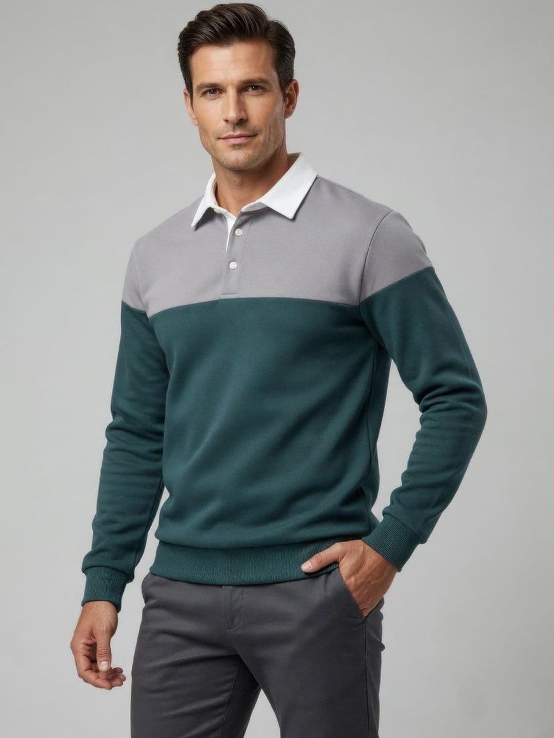 Mast & Harbour Men Colourblocked Polo Collar T-shirt - view 1