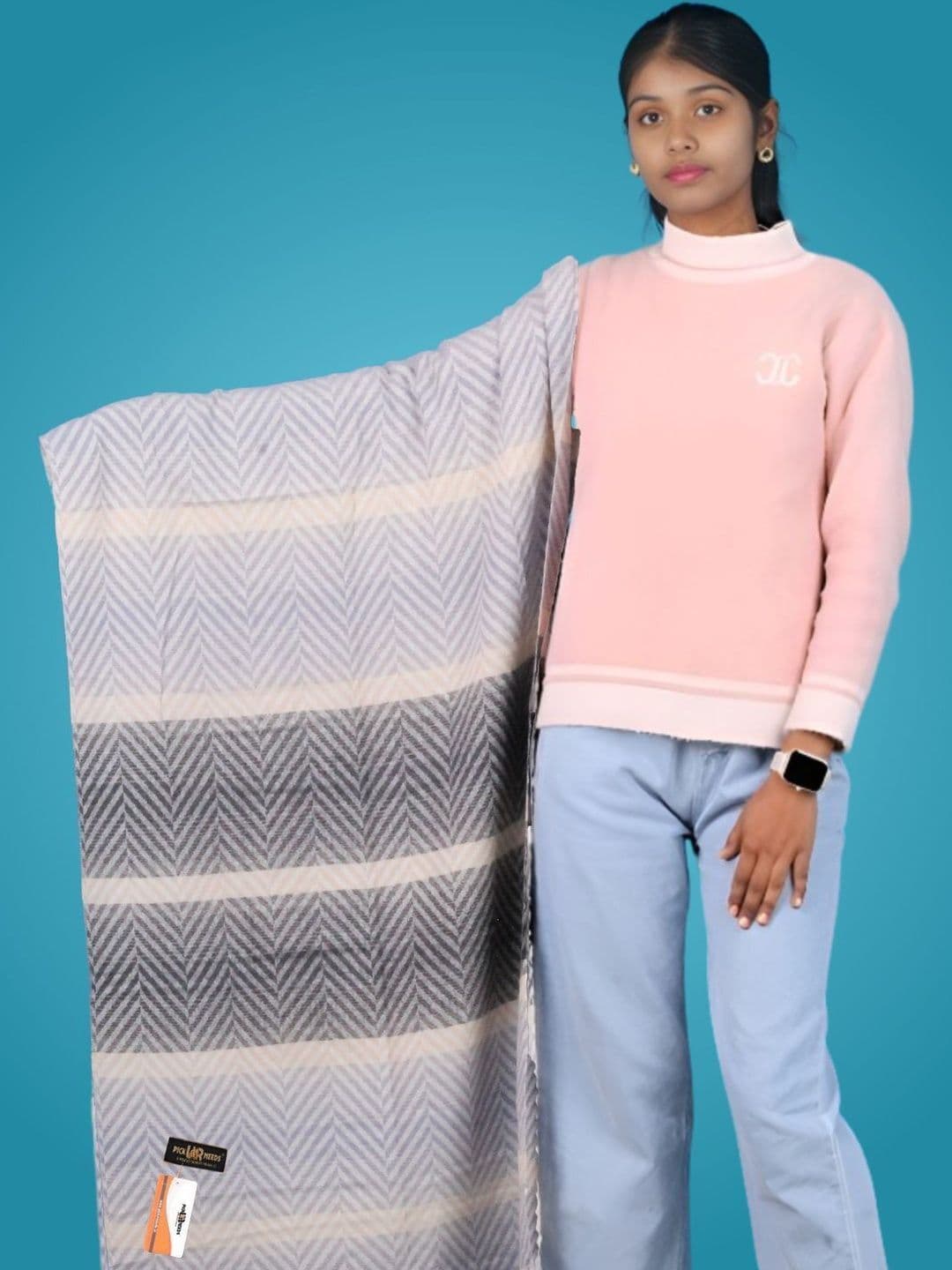 Pick Ur Needs Women Checked Woven Design Shawl - view 1