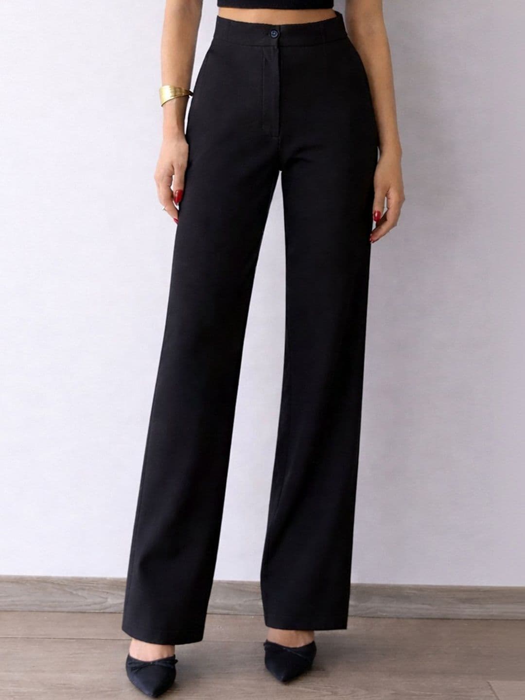 SZN Women Relaxed Straight Leg Straight Fit High-Rise Easy Wash Trousers - view 1