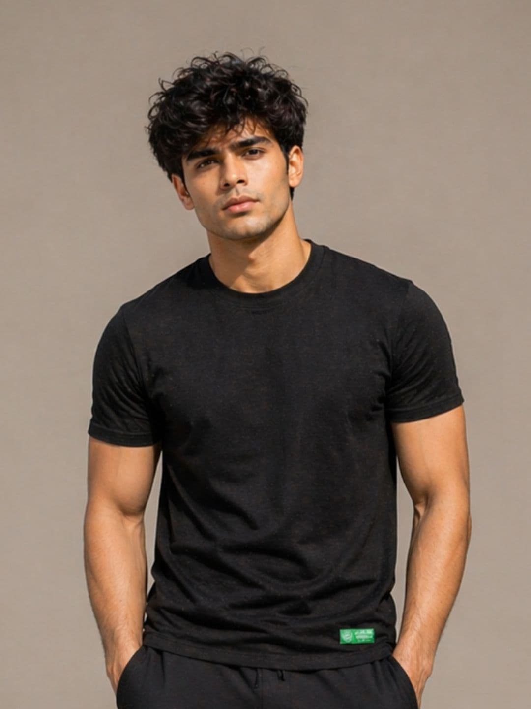 Cannabie Men Solid Round Neck Regular Fit Hemp T-shirt - view 1
