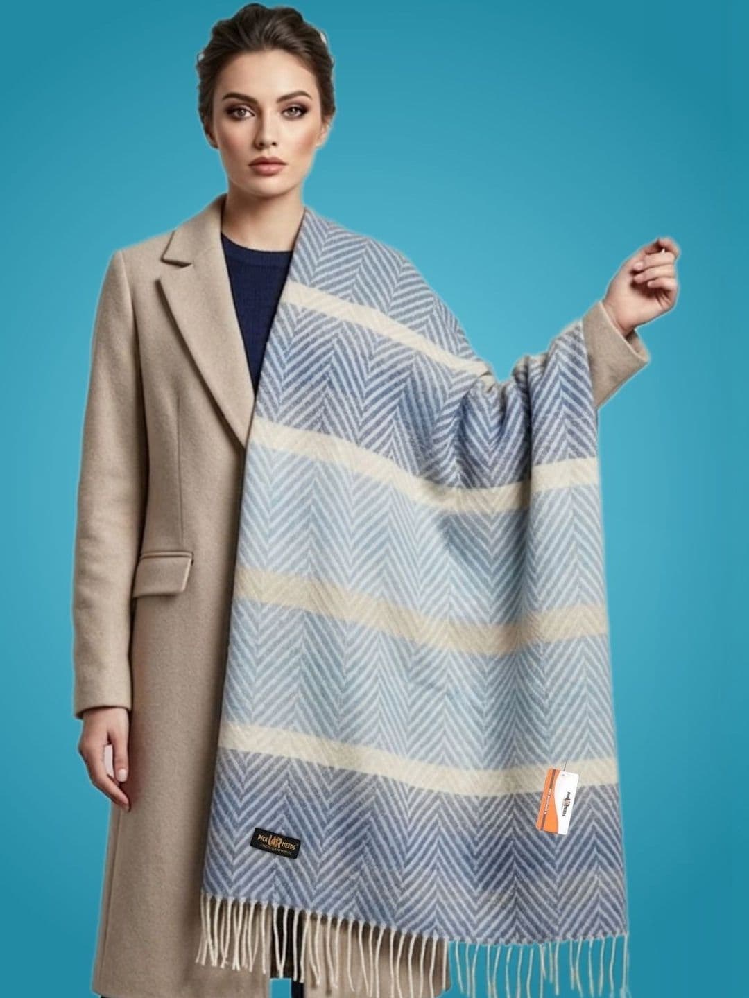 Pick Ur Needs Women Checked Woven Design Shawl - view 1