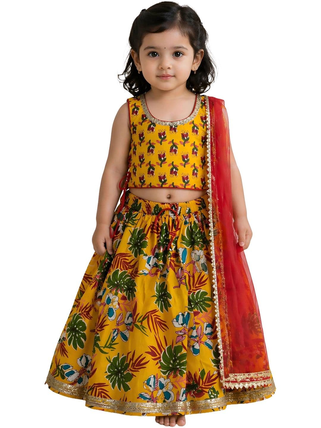 BAESD Girls Printed Ready to Wear Lehenga & Blouse With Dupatta - view 1