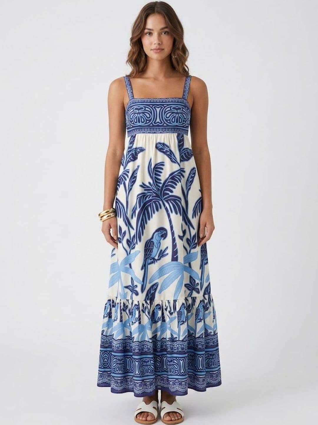 StyleCast x Revolte Blue Tropical Graphic Print Maxi Dress - view 1