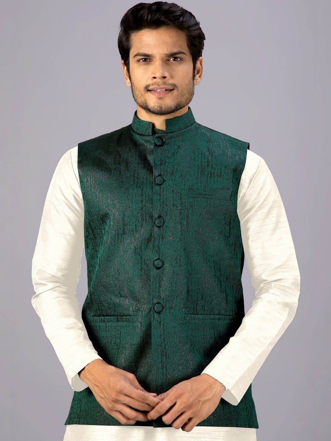 MODERN MUGHALS Woven Nehru Jackets - view 1